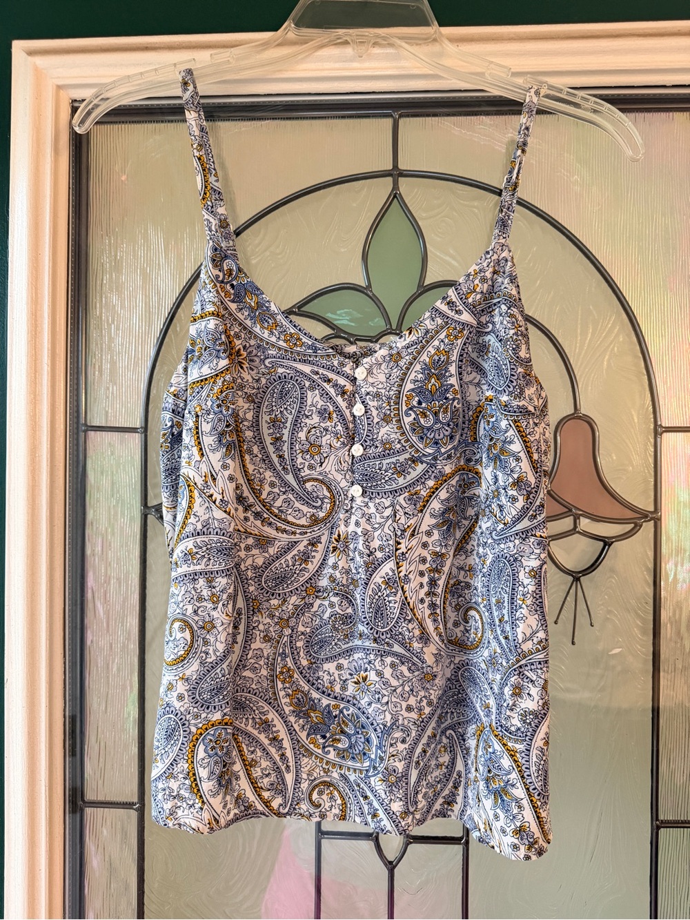 Old Navy Strapless Paisley Dress in Blue, White and Gold